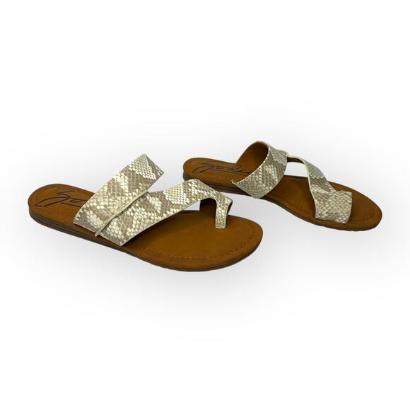 Zodiac Women's Yuma 2 Thong Flat Sandals 9.5 Birch Multi Cream Tan Snake Print - Picture 8 of 8